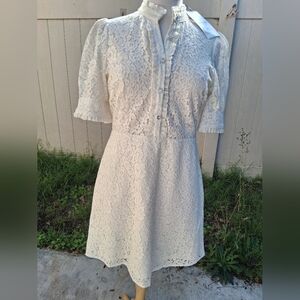 Zara Size M Oyster white lace dress with jewel buttons